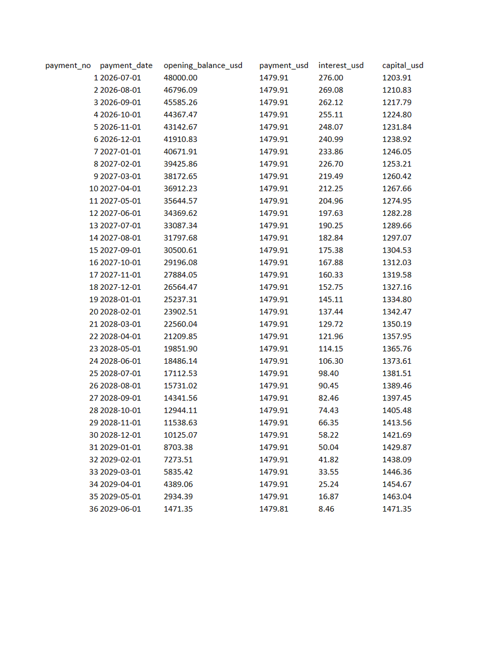 Rendered preview of Pine Assembly Workshop: Loan amortisation workbook