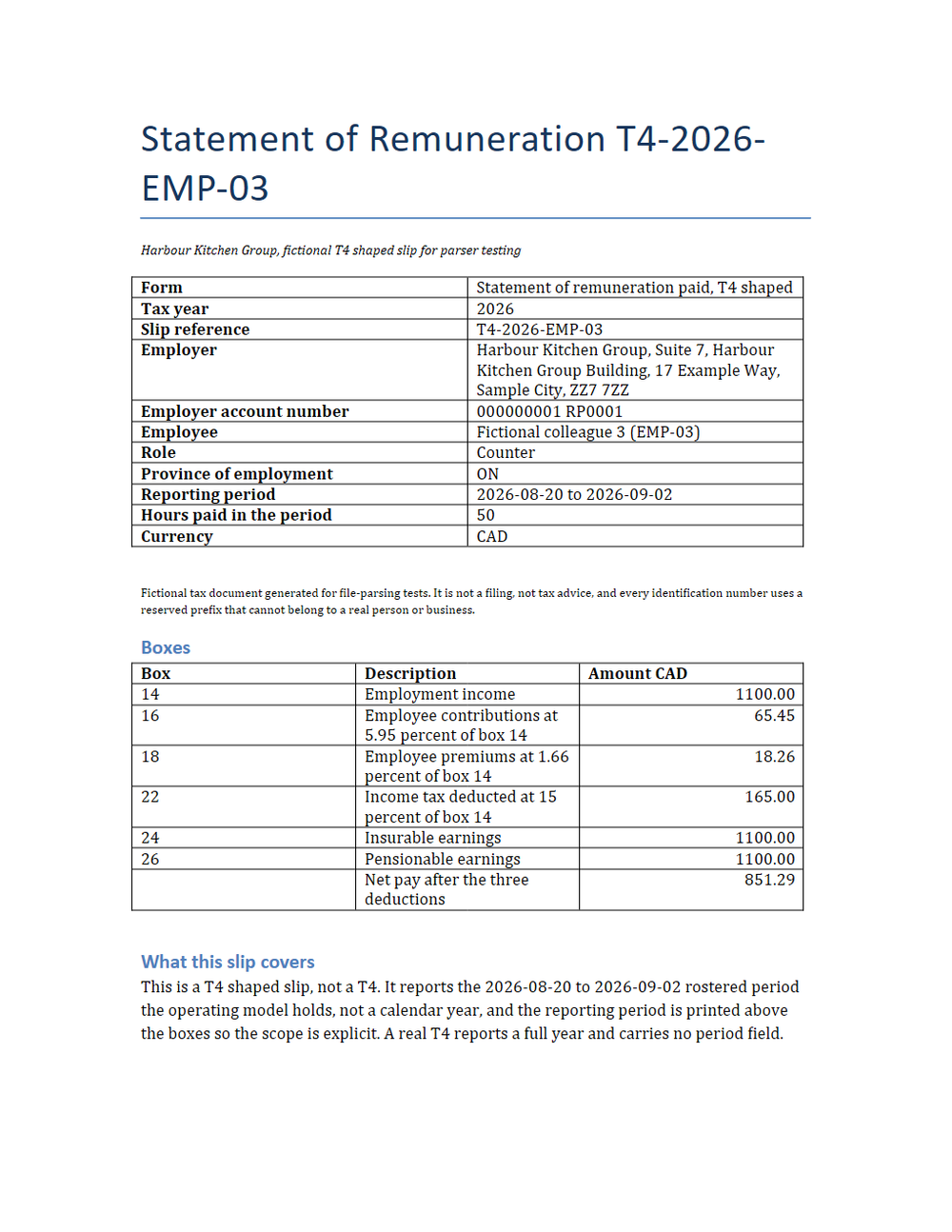 Rendered preview of Harbour Kitchen Group: Information slip, T4 shaped (DOCX)
