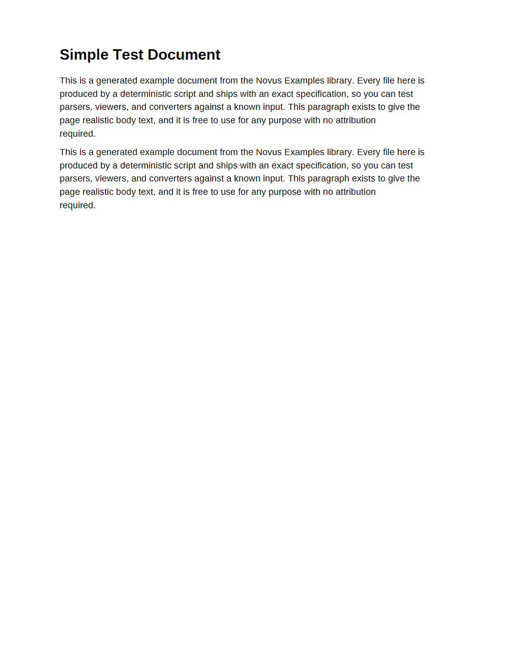 Rendered preview of Simple 1-Page PDF