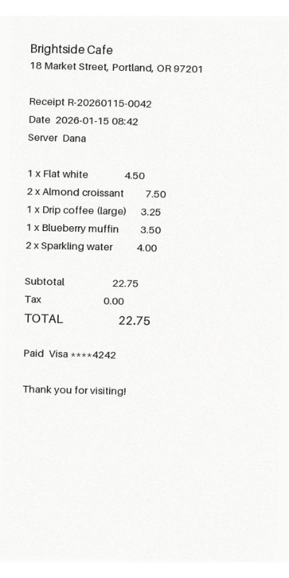 Rendered preview of Store Receipt: Scanned (image-only PDF)