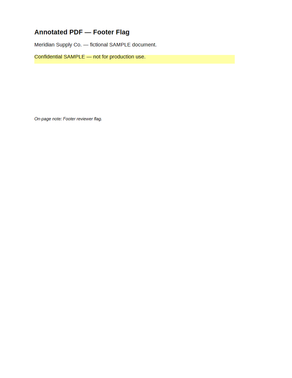 Rendered preview of PDF Annotations: Footer Flag