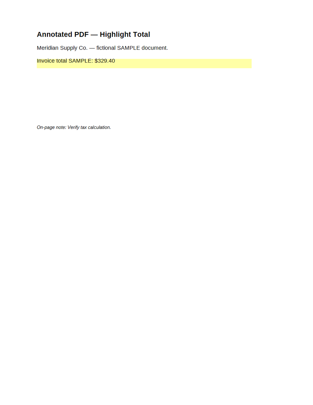Rendered preview of PDF Annotations: Highlight Total