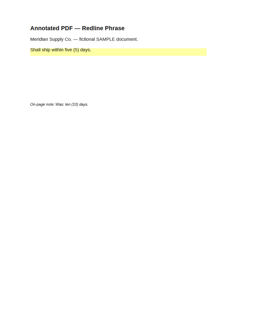 Rendered preview of PDF Annotations: Redline Phrase