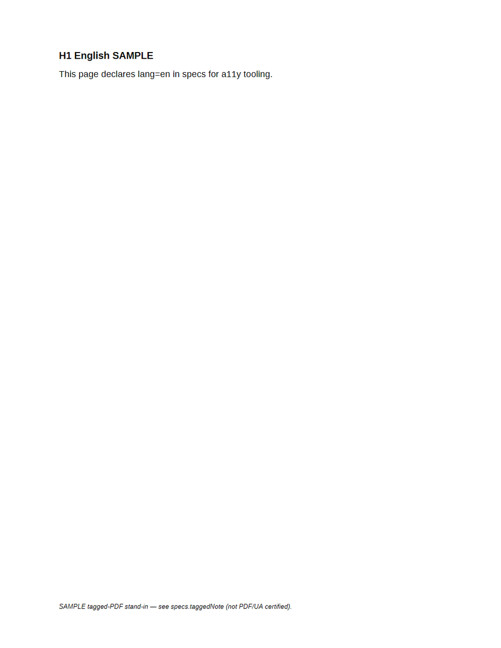 Rendered preview of Tagged PDF SAMPLE: Lang En