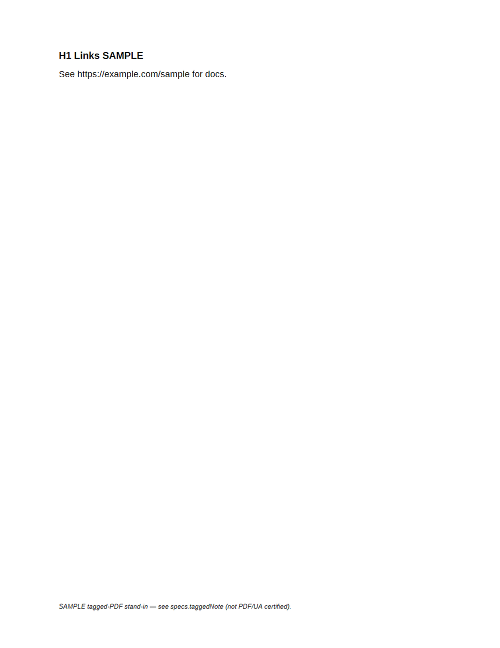 Rendered preview of Tagged PDF SAMPLE: Link Structure