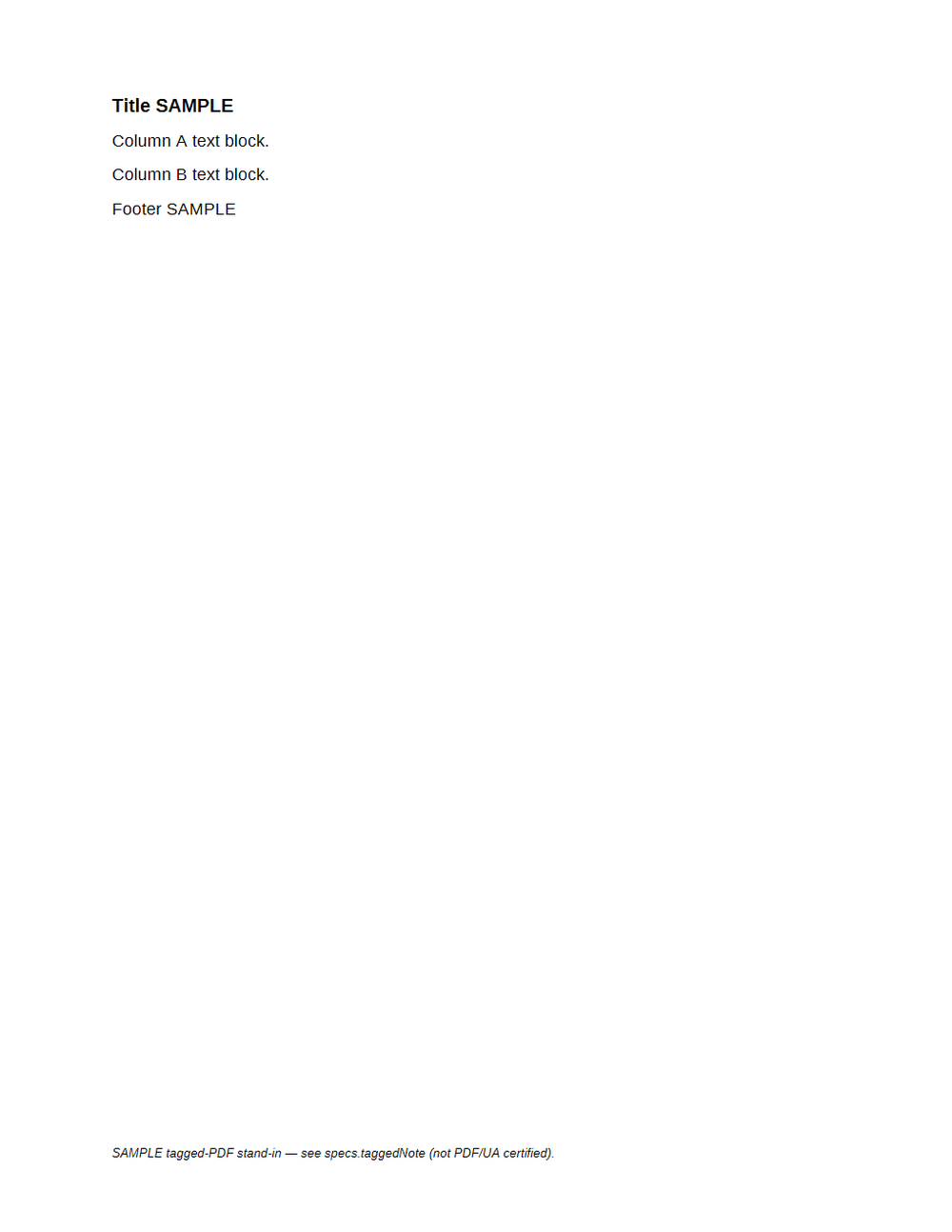 Rendered preview of Tagged PDF SAMPLE: Reading Order