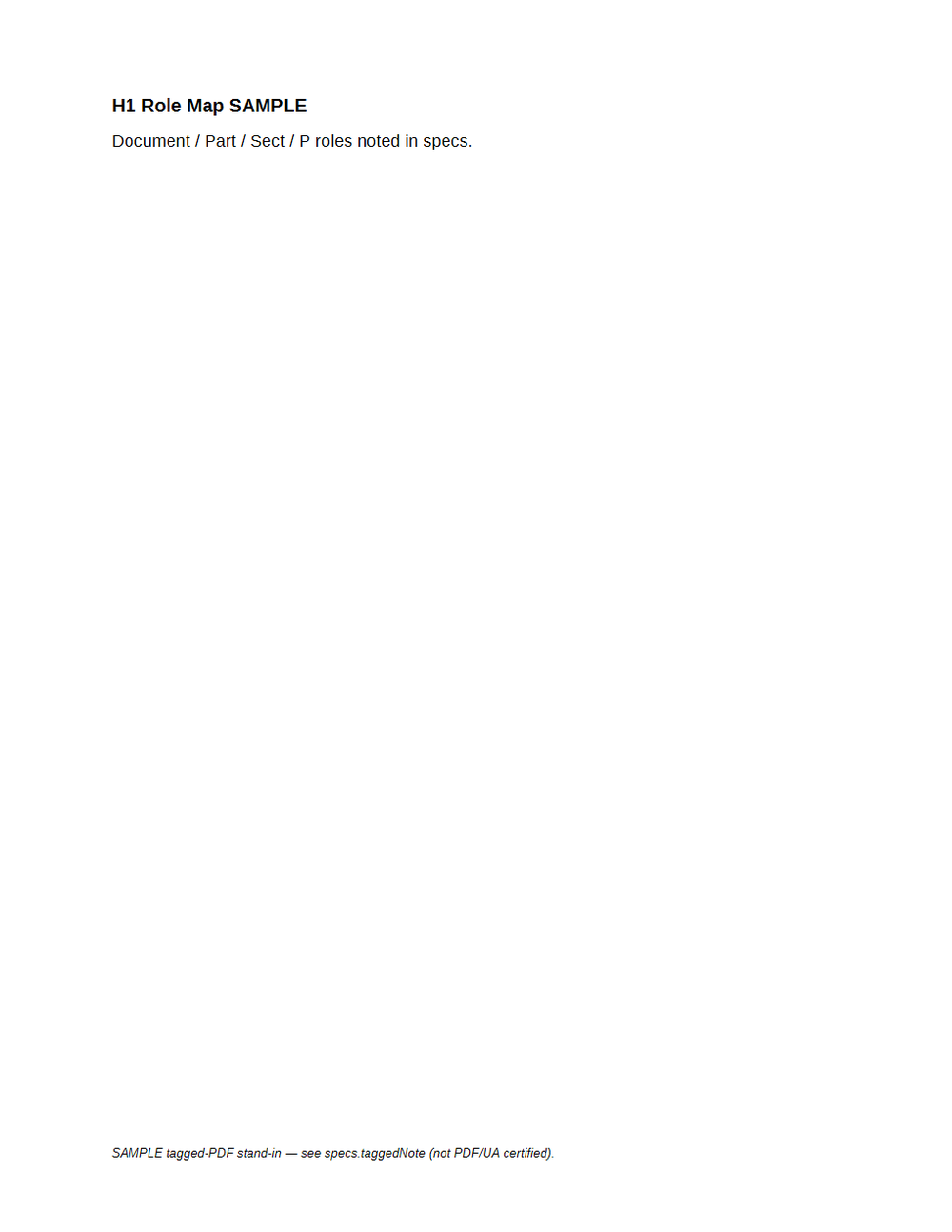 Rendered preview of Tagged PDF SAMPLE: Role Map