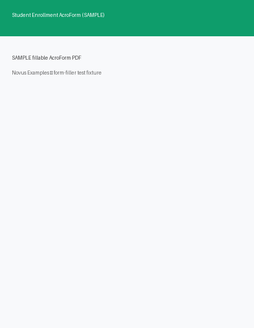 Rendered preview of Student Enrollment AcroForm (SAMPLE)