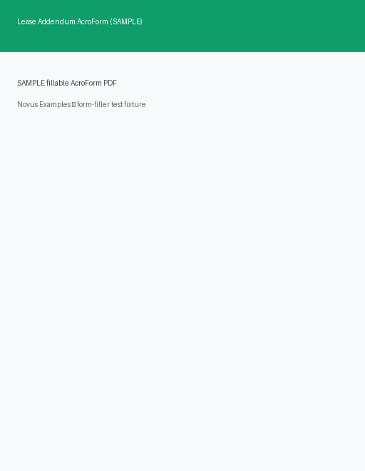 Rendered preview of Lease Addendum AcroForm (SAMPLE)