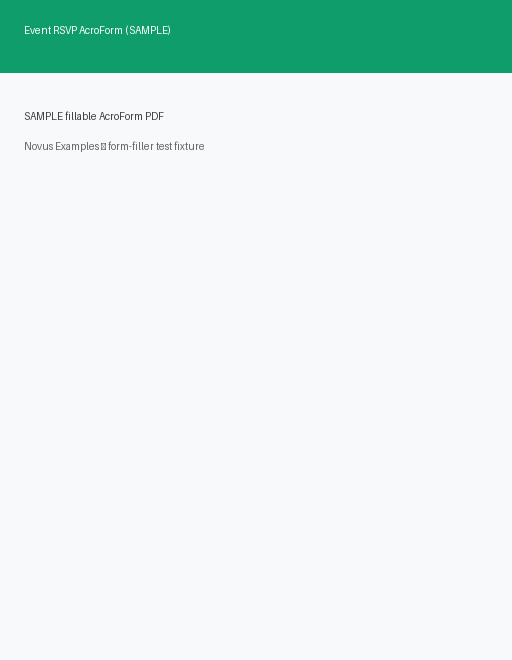 Rendered preview of Event RSVP AcroForm (SAMPLE)