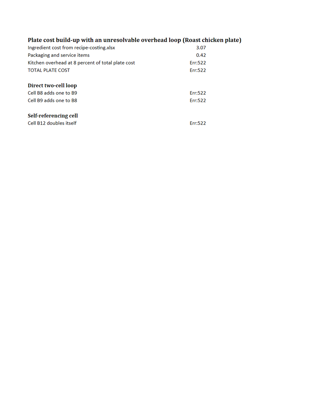 Rendered preview of Alder Table Bistro: Workbook with intentional circular references