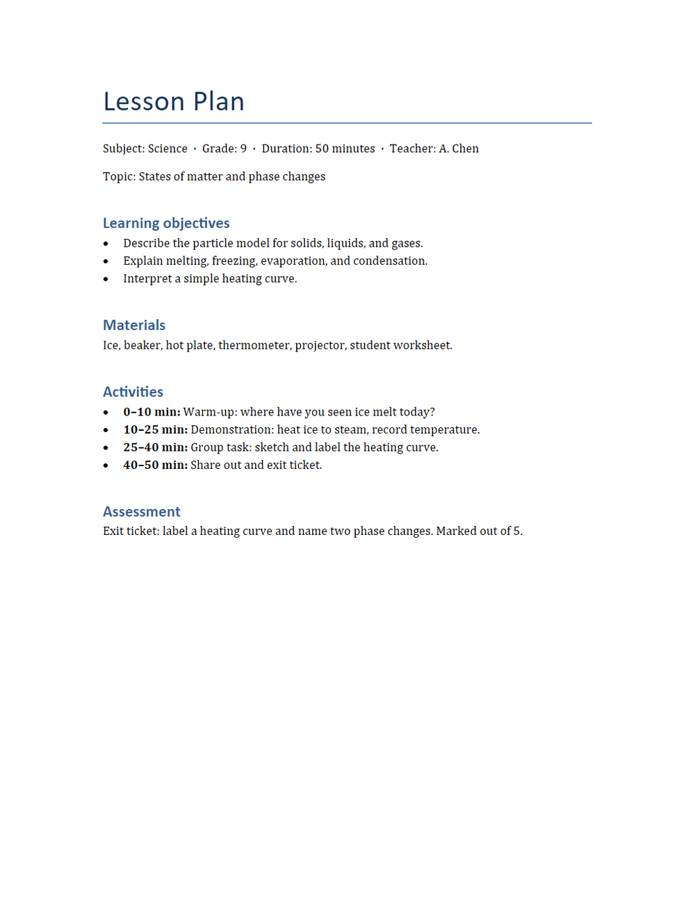 Rendered preview of Lesson Plan Template (DOCX)