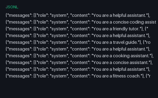 Preview of Chat Fine-tuning Dataset: OpenAI Format (JSONL)