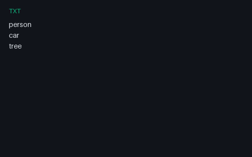 Preview of Detection Class List (TXT)