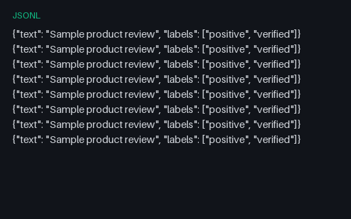 Preview of Classification Dataset: Multilabel (JSONL)