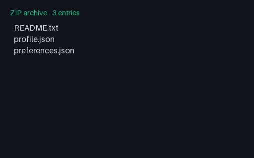 Preview of GDPR Export: JSON Only (ZIP, SAMPLE)