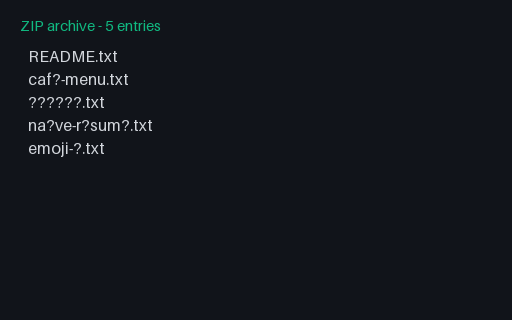 Preview of ZIP - Unicode Filenames