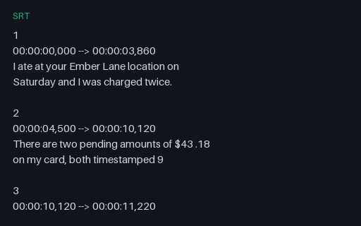 Preview of Complaint call: timed captions