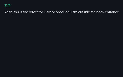 Preview of Delivery driver: recogniser transcript