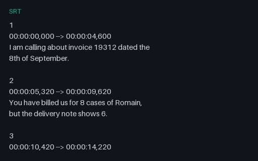 Preview of Invoice dispute: timed captions