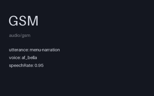 Preview of Menu narration: codec gsm 8k