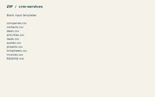 Preview of Tern Client Services: Blank input table templates