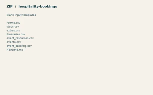 Preview of Harbour House Stay: Blank input table templates