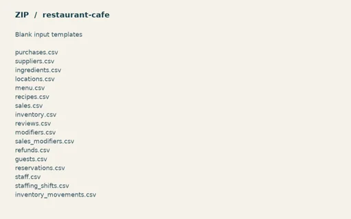 Preview of Juniper Corner Cafe: Blank input table templates