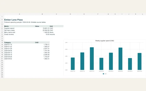 Preview of Ember Lane Pizza: Editable operating workbook
