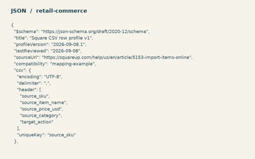 Preview of Fieldnote Supply Shop: Square profile schema