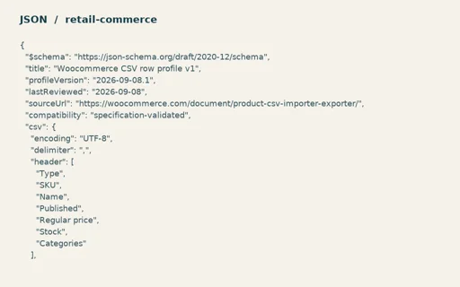 Preview of Fieldnote Supply Shop: Woocommerce profile schema