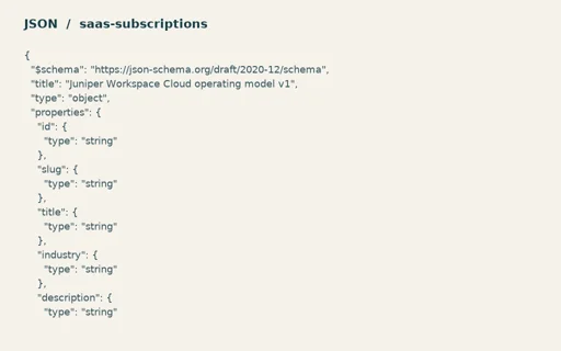 Preview of Juniper Workspace Cloud: Operating model JSON Schema