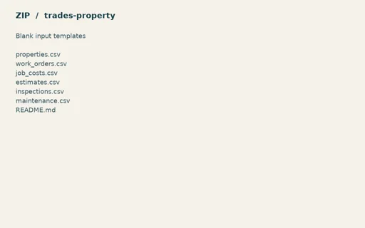 Preview of Pine Property Services: Blank input table templates