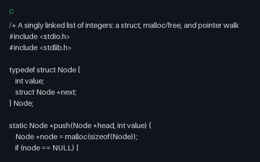 Preview of C: Linked list (structs, malloc, pointers)