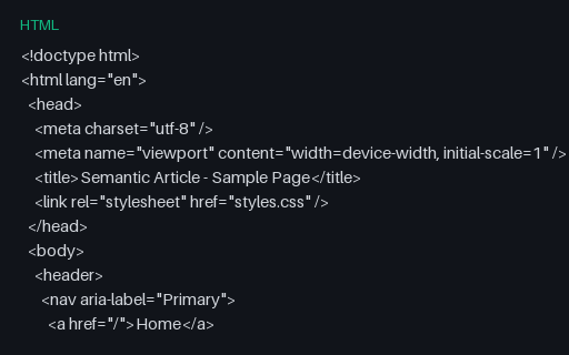 Preview of HTML: Semantic article page