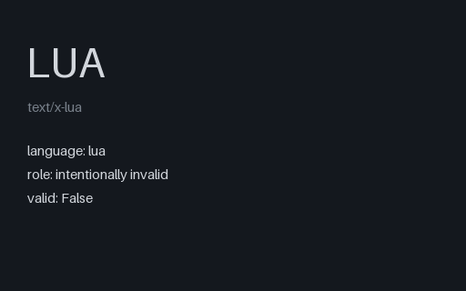 Preview of Lua: Intentionally Invalid