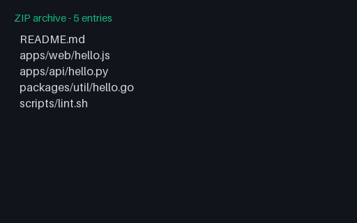 Preview of Sample Monorepo ZIP: Multi-Language Companion