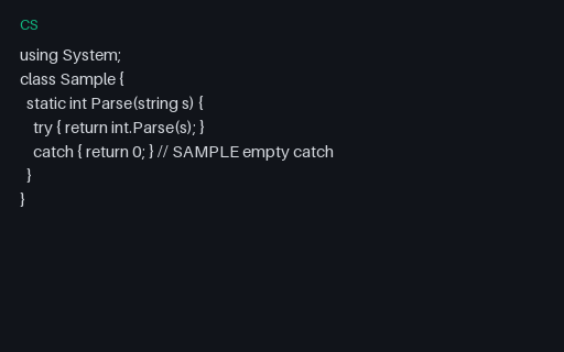 Preview of Csharp Lint Invalid: Empty Catch Invalid