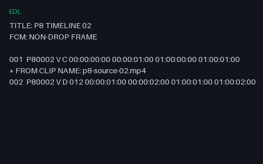 Preview of Creator Timeline EDL 02