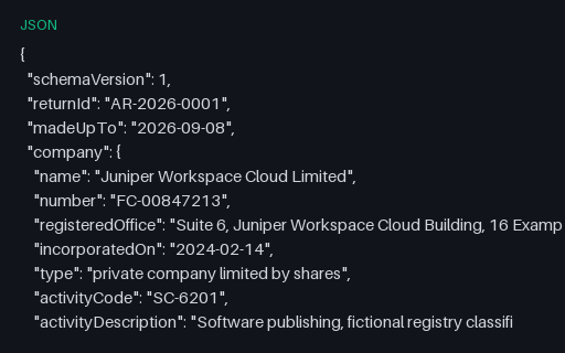Preview of Juniper Workspace Cloud: Annual return JSON