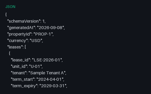 Preview of Pine Property Services: Lease abstract JSON