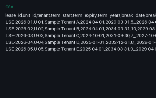 Preview of Pine Property Services: Lease abstract