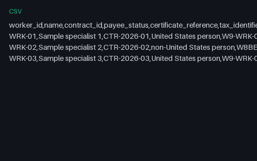 Preview of Tern Client Services: Payee register
