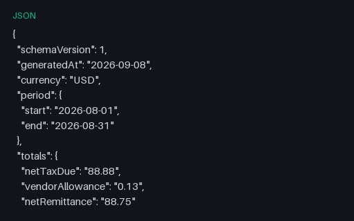 Preview of Fieldnote Supply Shop: Sales tax filing worksheet JSON