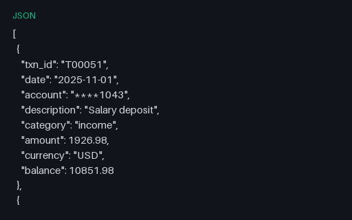 Preview of Bank Transactions (JSON, 60 records)