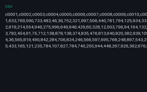 Preview of Wide CSV: 1000 Columns
