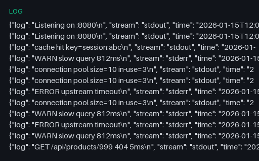 Preview of Docker Container Log: json-file driver (log)