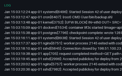 Preview of Syslog Messages: RFC 3164 (log)