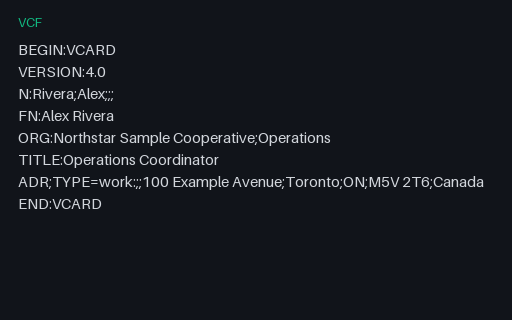 Preview of Organization and Address Contact - vCard 4.0