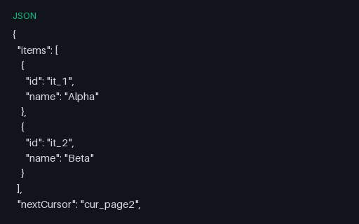 Preview of API Cursor Pagination: Page 1 (JSON)